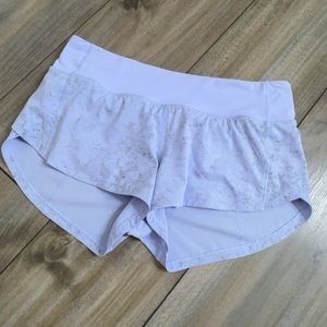 Lululemon Lowrise lined Speed Up shorts: gravel dust pastel blue